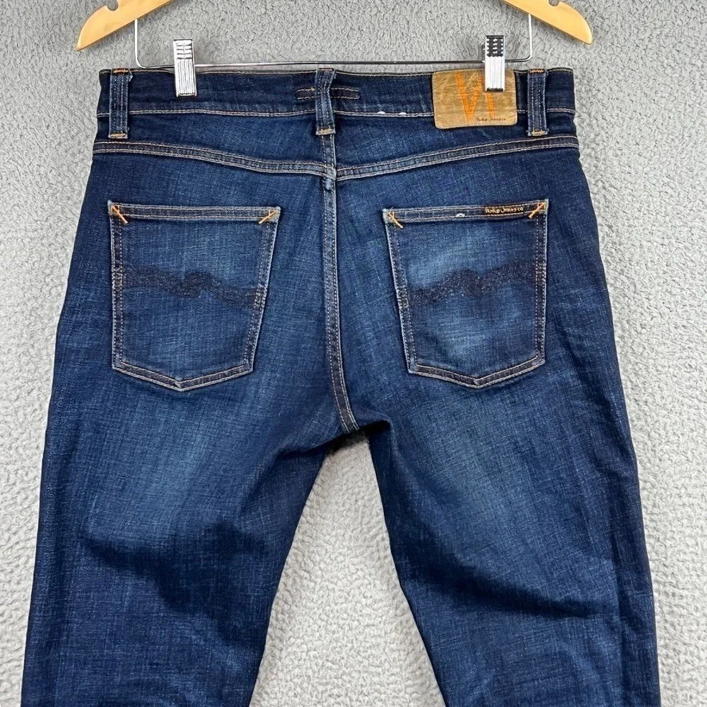 Nudie Jeans Mens 30x34‎ (A: 32x33) Blue Dark Wash Slim Fit Organic Cotton
